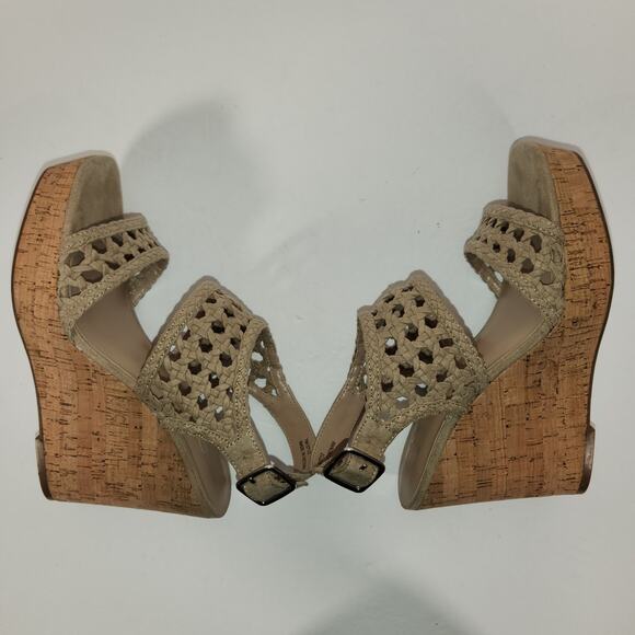 MIX NO. 6 Jesper Platform Sandal Womens 7M Beige Faux Suede Cork Wedge Heel Boho - Picture 9 of 11